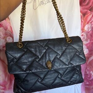 Kurt Geiger Large Black Quilted Chain-Handle Shoulder Bag